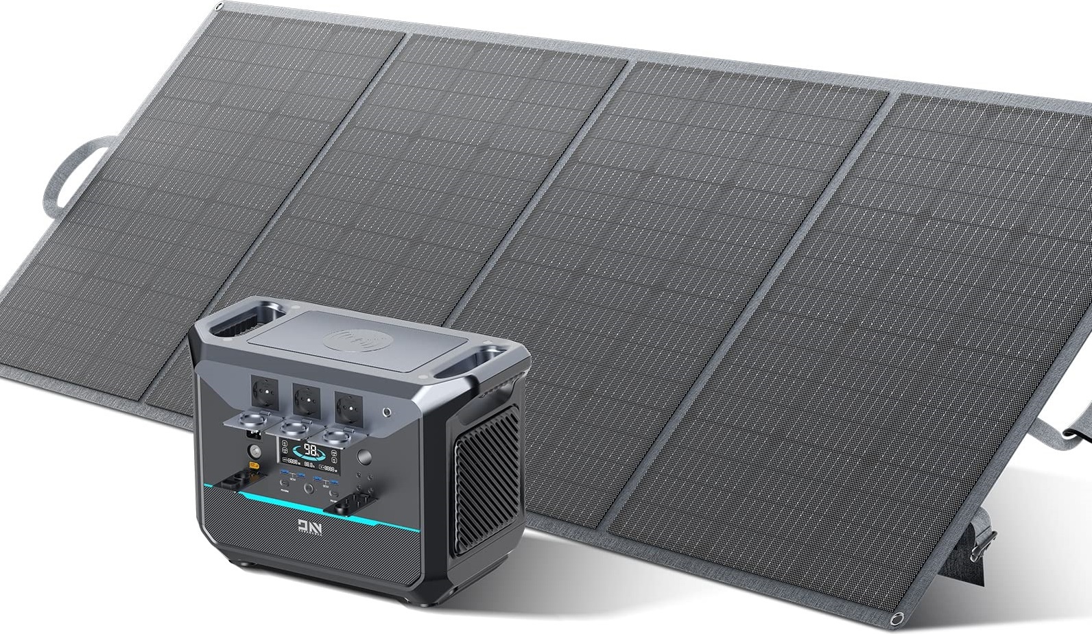 DaranEner NEO2000 2000W prenosná elektráreň 2074Wh + SP300 300W solárny panel, LiFePO4 solárny generátor, 1,8 hodinová rýchlonabíjacia balkónová elektráreň, jednotka na skladovanie energie
