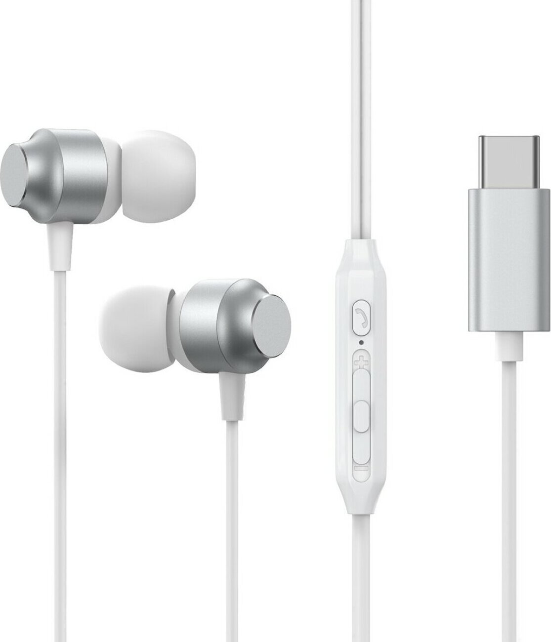 Joyroom JR-EC06 slúchadlá do uší s káblom USB-C - strieborné 1200 mm