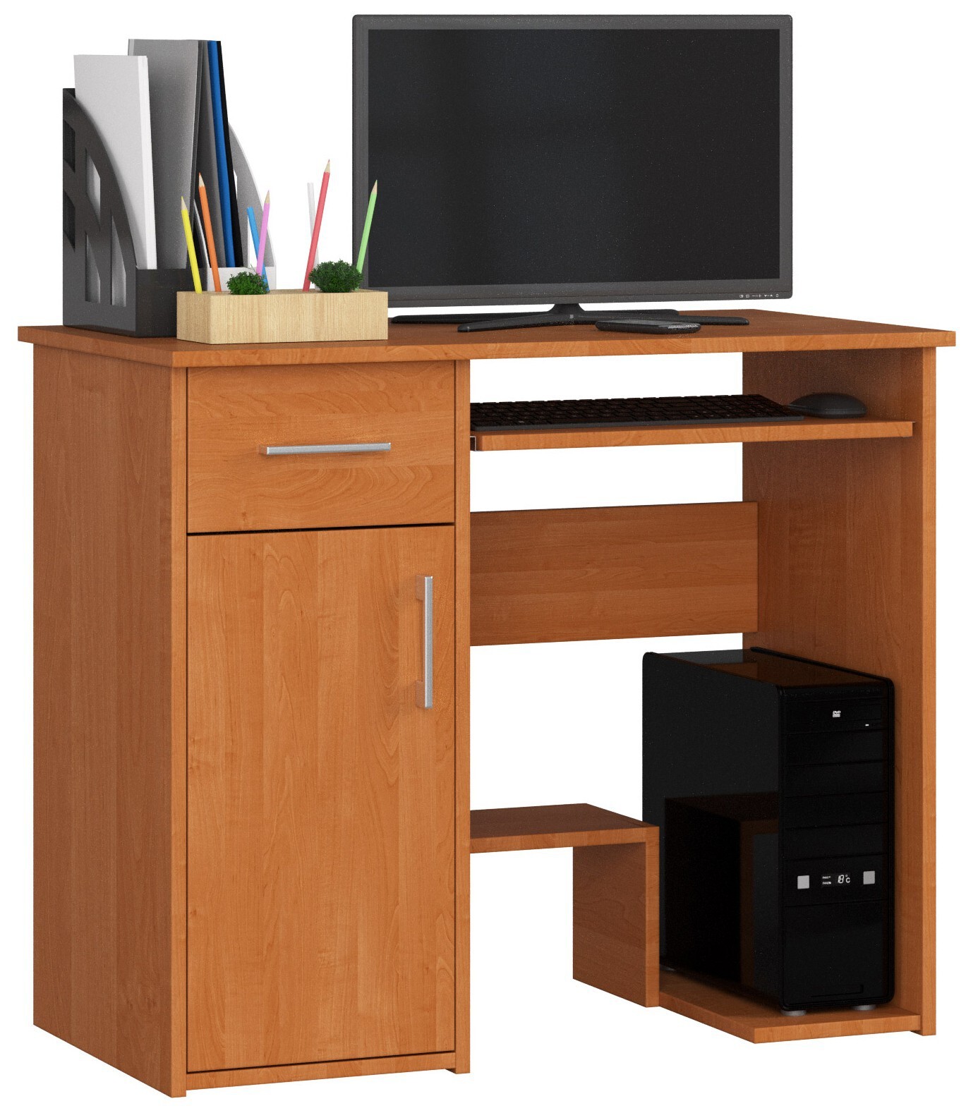PC-Schreibtisch AKORD JAY Erle Schublade und 3 Ablagen B90 x H74 x T50 cm IP0PJAYOLC001