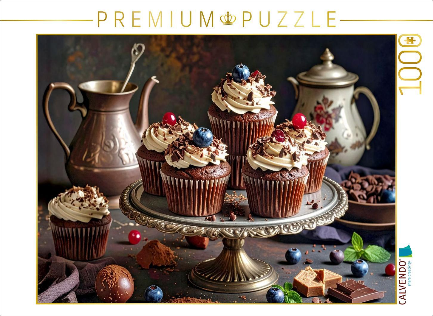 CALVENDO Puzzle Schokoladen Cupcakes mit Sahnehäubchen | 1000 Teile Lege-Größe 64x48cm Foto-Puzzle für glückliche Stunden