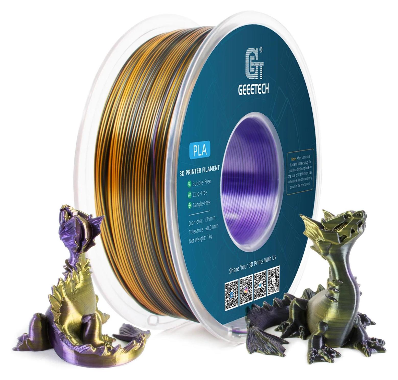 OEM 3D-Filament, PLA-Material, Verbesserung der Zähigkeit, Lila Gold Schwarz 1624