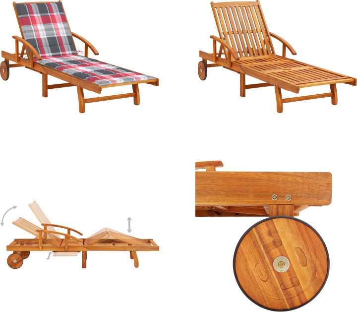 vidaXL Lehátko s opierkou Akáciové masívne drevo - Lehátko - Lehátka - Drevené ležadlo - Drevené ležadlá