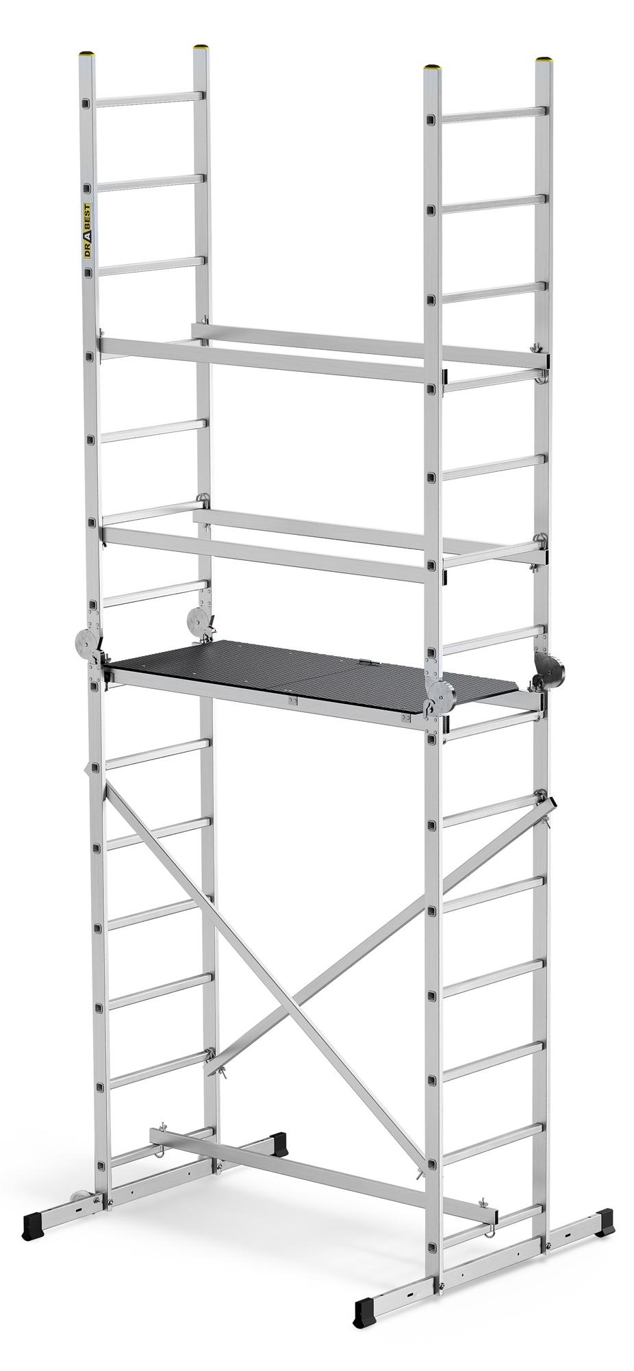 Drabest | Aluminiumgerüst - Gerüst - Leitergerüst - leiter gerüst - bis zu 150kg - alu gerüst - arbeitsplattform - plattform alu gerüst AL-RU-HECTOR-BASIC