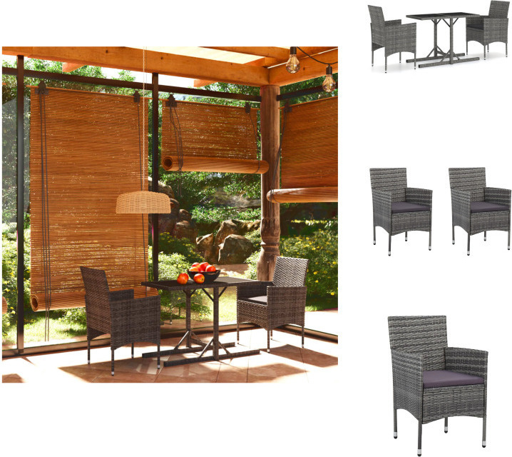 vidaXL 3-dielny záhradný jedálenský set sivý - Záhradné nábytkové zostavy