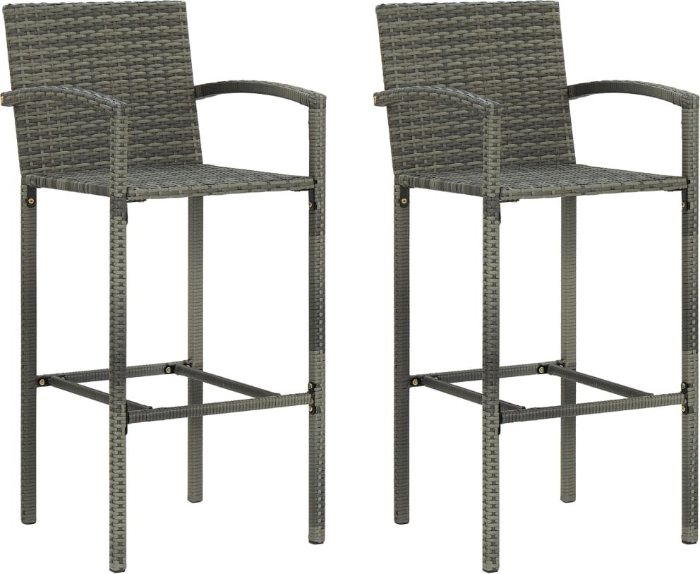 Barhocker 2 Stk. Grau Poly Rattan
