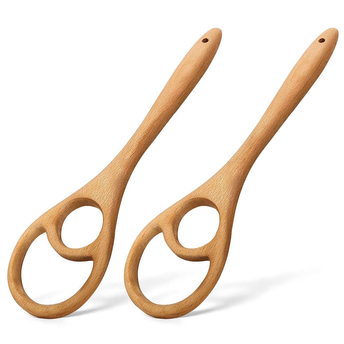 MEIYOU Sauerteig Teigrührer Holz, Dänischer Teigbesen 2er Set aus Buchenholz, für Brotteig, Pizza & Backen, robust & handgefertigt Küchenhelfer KAUF-VIST-KF3818-015