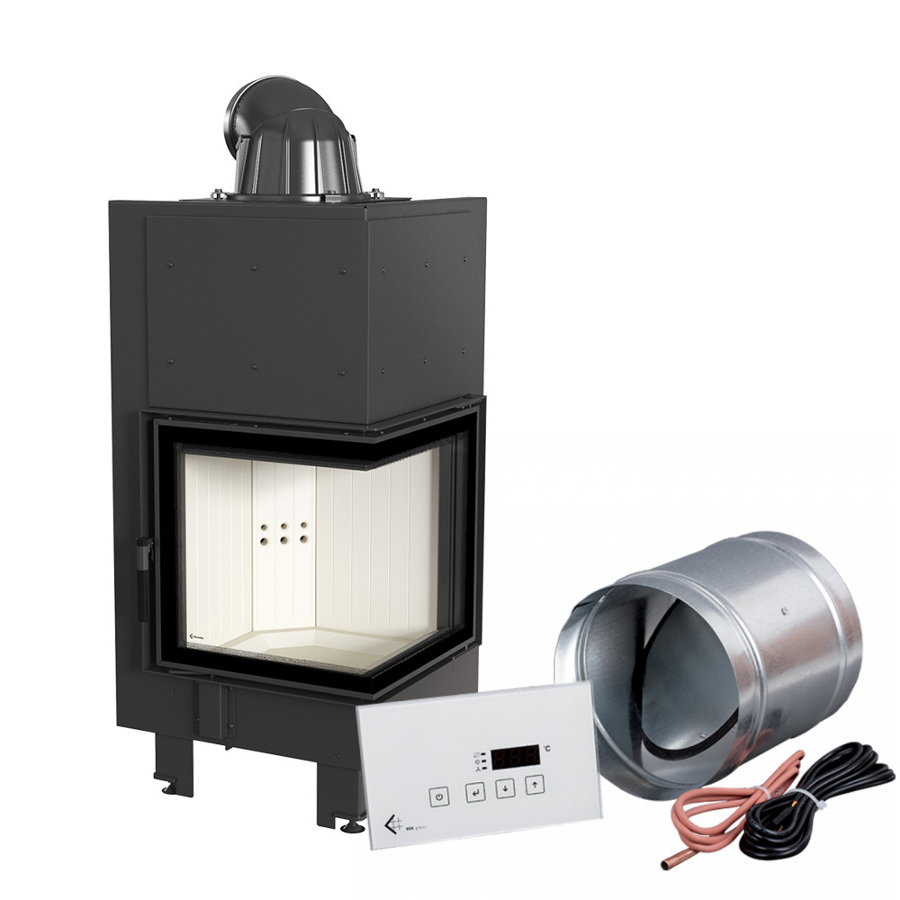 Inteligentný oceľový krb KRATKI MBN pravý 8 kW Ø 200 MSK GLASS