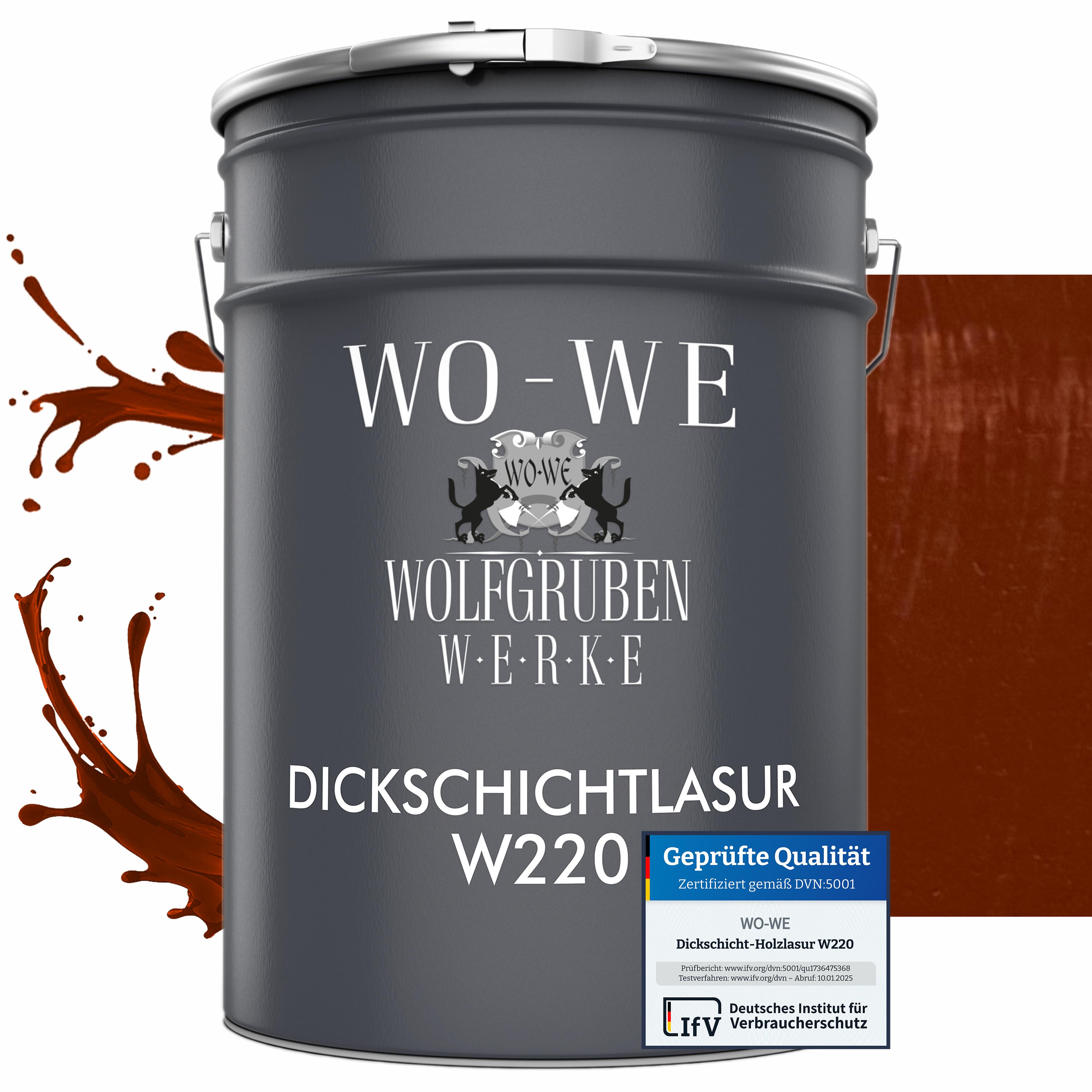WO-WE Dickschichtlasur 2in1 Holzlasur Holzschutzlasur außen und innen W220 Mahagoni - 2,5L