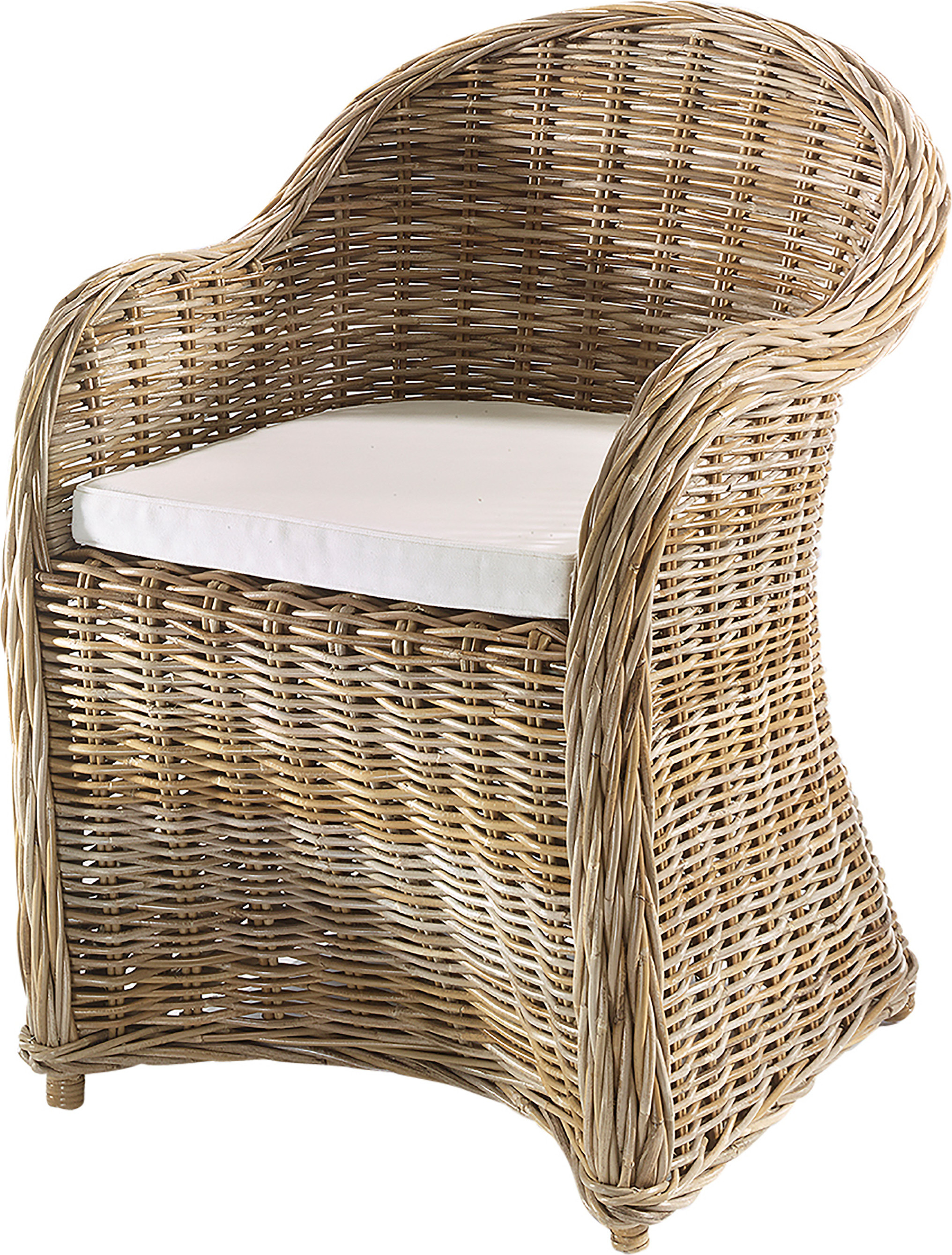 Kobolo Rattansessel CUMBA - Brauner Korbstuhl Mit Armlehnen 58x59x78cm