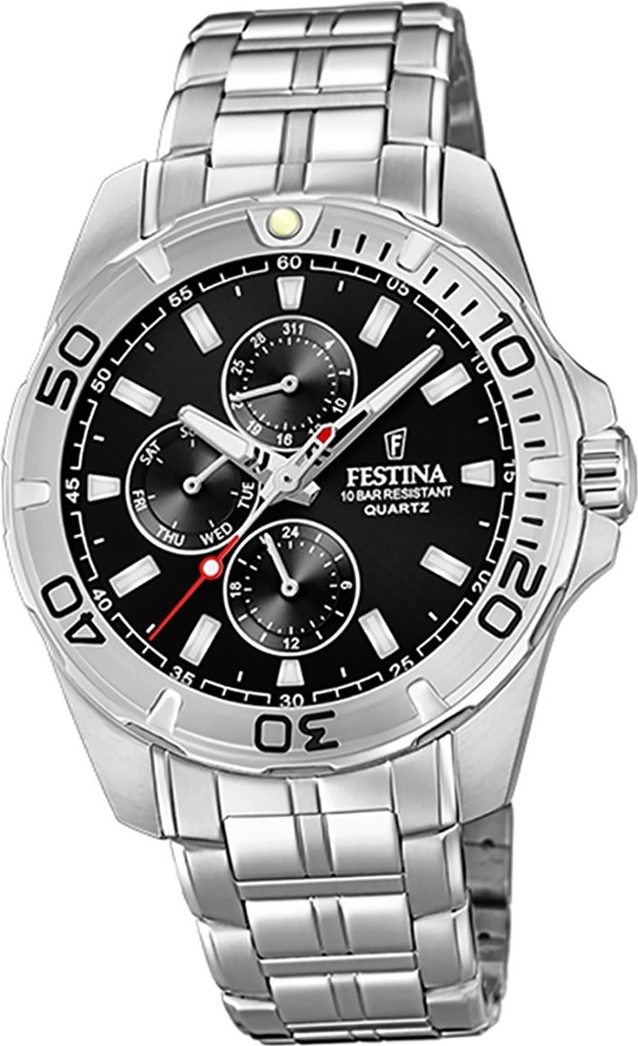 Festina Nerezová oceľ Pánske hodinky F20445/3 Náramkové hodinky strieborné multifunkčné D2UF20445/3