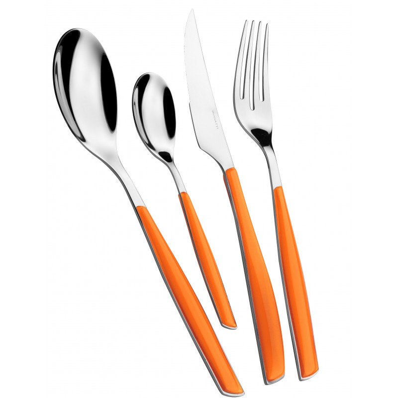 BESTECKSET 24er Set für 6 Personen Edelstahl Tafel Besteck Orangefarben BUGATTI