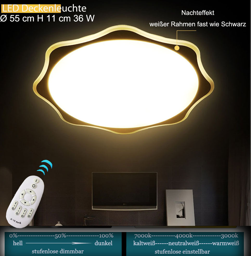 Eurotondisplay LED Deckenleuchte 8022 Ø 55 cm H 11 cm 36 W Lichtfarbe/ Helligkeit einstellbar A+