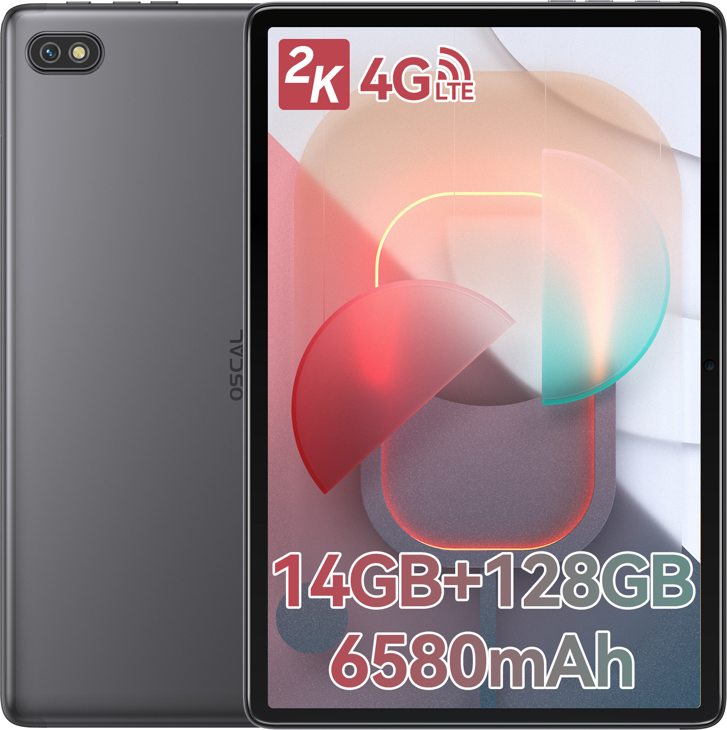 OSCAL 10,1" tablet Pad10, 14 GB RAM + 128 GB ROM (1 TB rozšíriteľný), Dual 4G LTE/5G WiFi Android Tablet, 1920 × 1200 FHD displej, 6580 mAh batéria, sivá