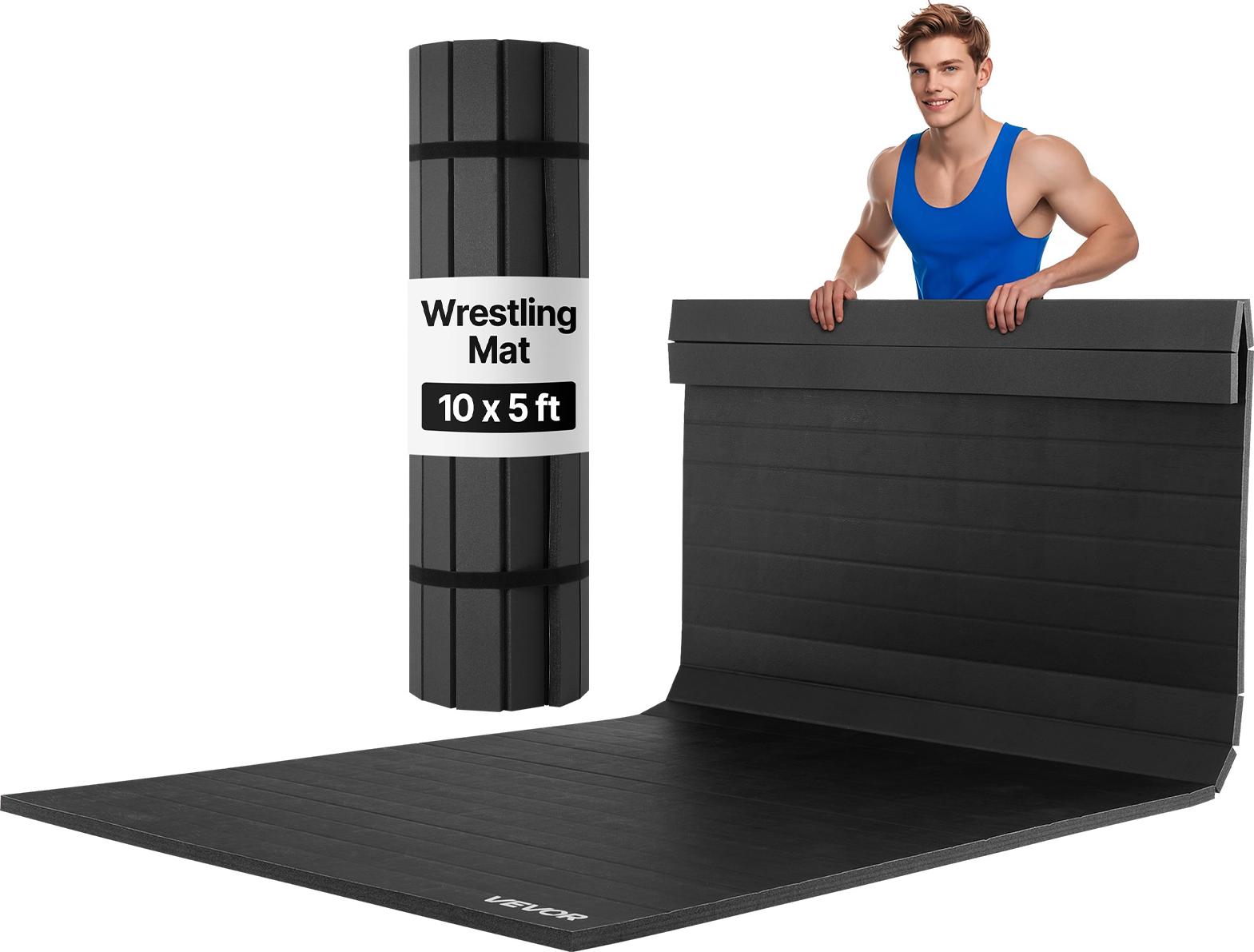 VEVOR Kampfsportmatte 3 x 1,5 m für Workouts im Heim-Fitnessstudio, wasserfeste aufrollbare Trainingsmatten Fitnessmatte für Gymnastik Tatami Jiu-Jitsu MMA Judo Boxen, Sportmatte Yogamatte Schwarz