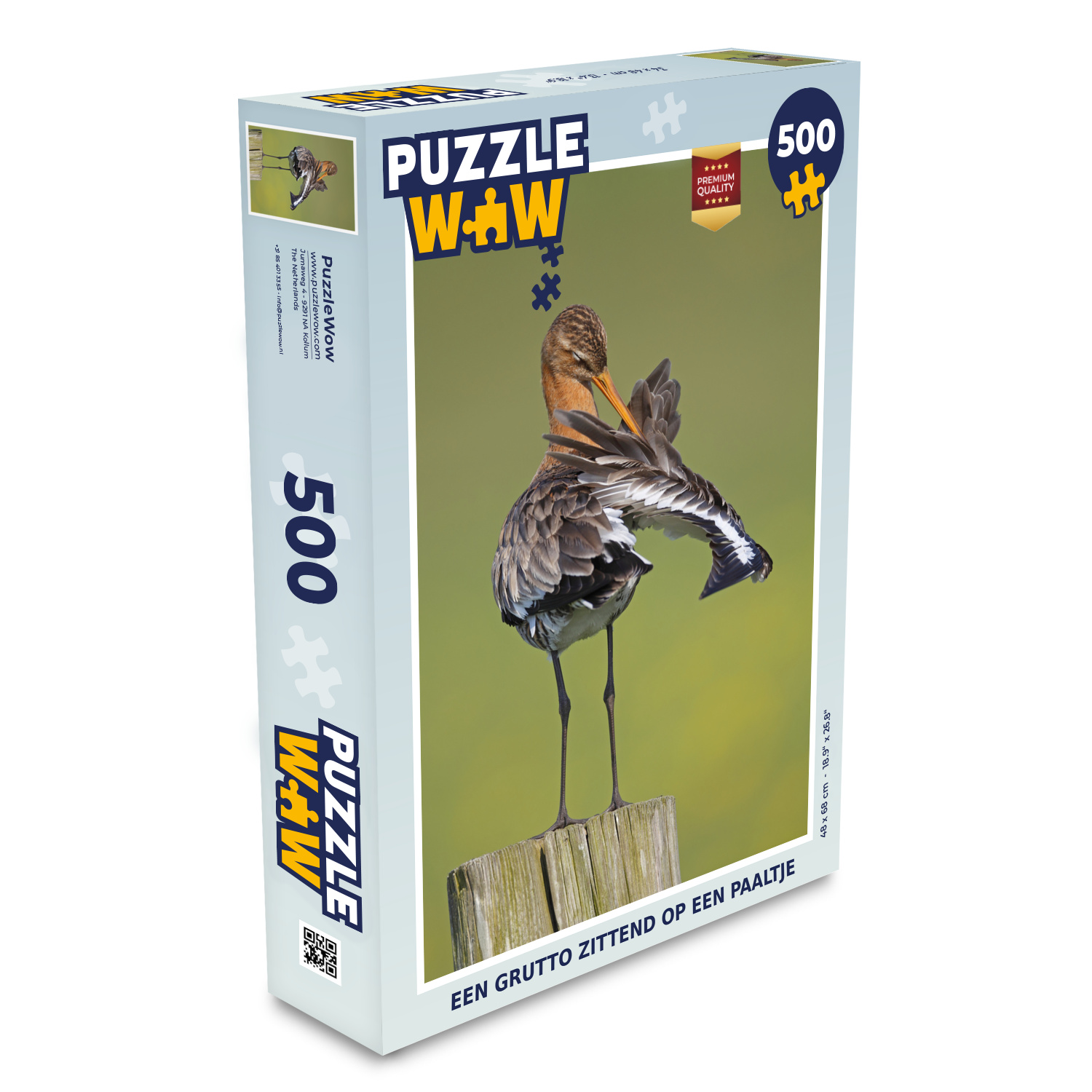 MuchoWow® Puzzle 500 Teile Uferschnepfe auf einem Pfahl sitzend - Denken - Spiel - Toy 137|1299621