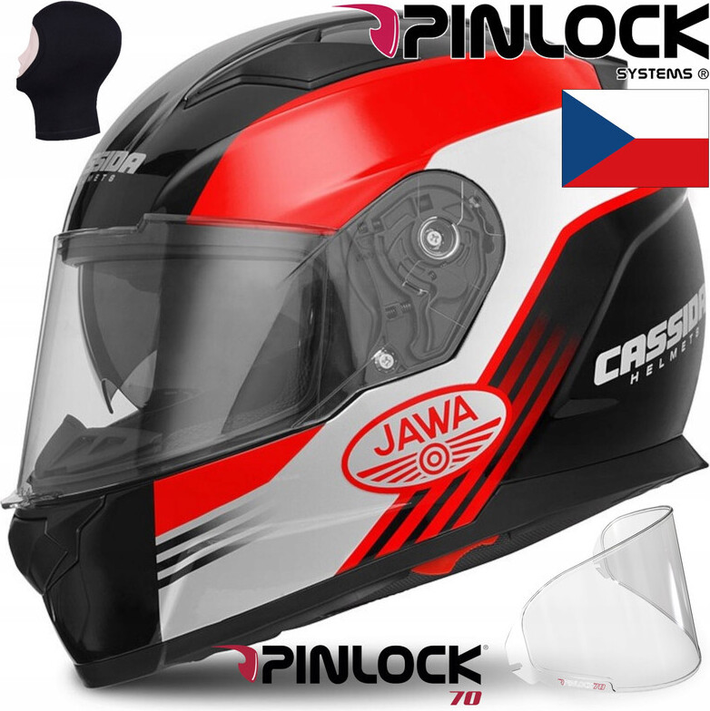 helm Apex Jawa, CASSIDA - CZ (rot/schwarz/grau, Größe M) M140-586-M