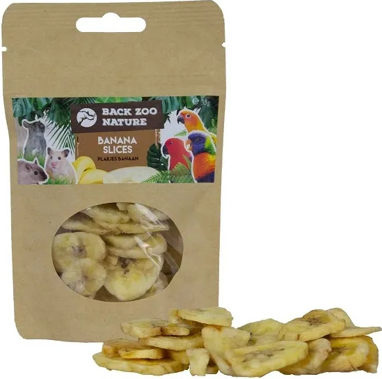 Back Zoo Nature - Hochwertige Bananenstückchen für Papageien 35g, gesunde Ergänzung und Snack Bananenstückchen für Papageien - Hochwertiges Trockenobst 35g von Back Zoo Nature