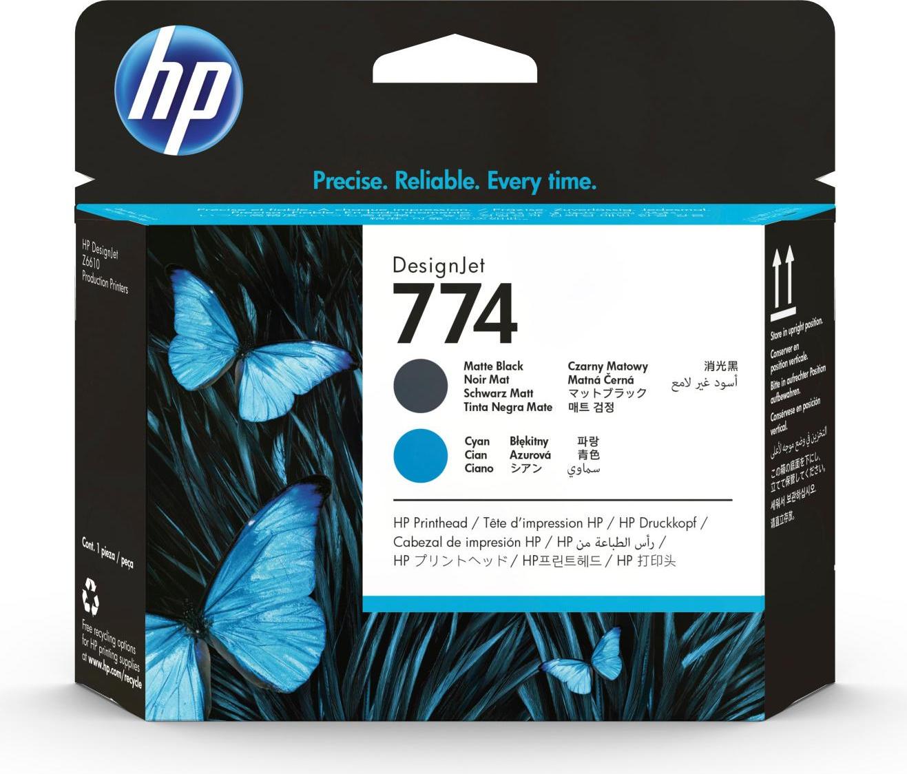 HP 774 Mattschwarz/Zyan DesignJet Druckkopf, HP DesignJet Z6810 Produktionsdrucker-Serie, HP DesignJet Z6610 Produktionsdrucker, Thermal Inkjet, Schwarz, Cyan, P2W01A, Business, Singapur