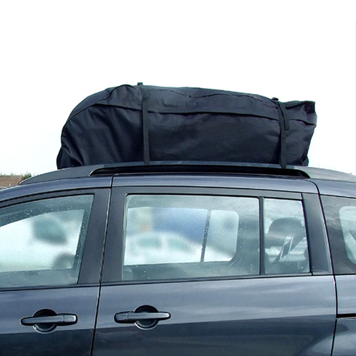 GoRIKI Auto Dachtasche 15 Kubikfuß Wasserdicht Tragbar Faltbare Dachkoffer Aufbewahrungsbox Dachboxen Dachgepäckträger Tasche Für Reisen Und Gepäcktransport Schwarz