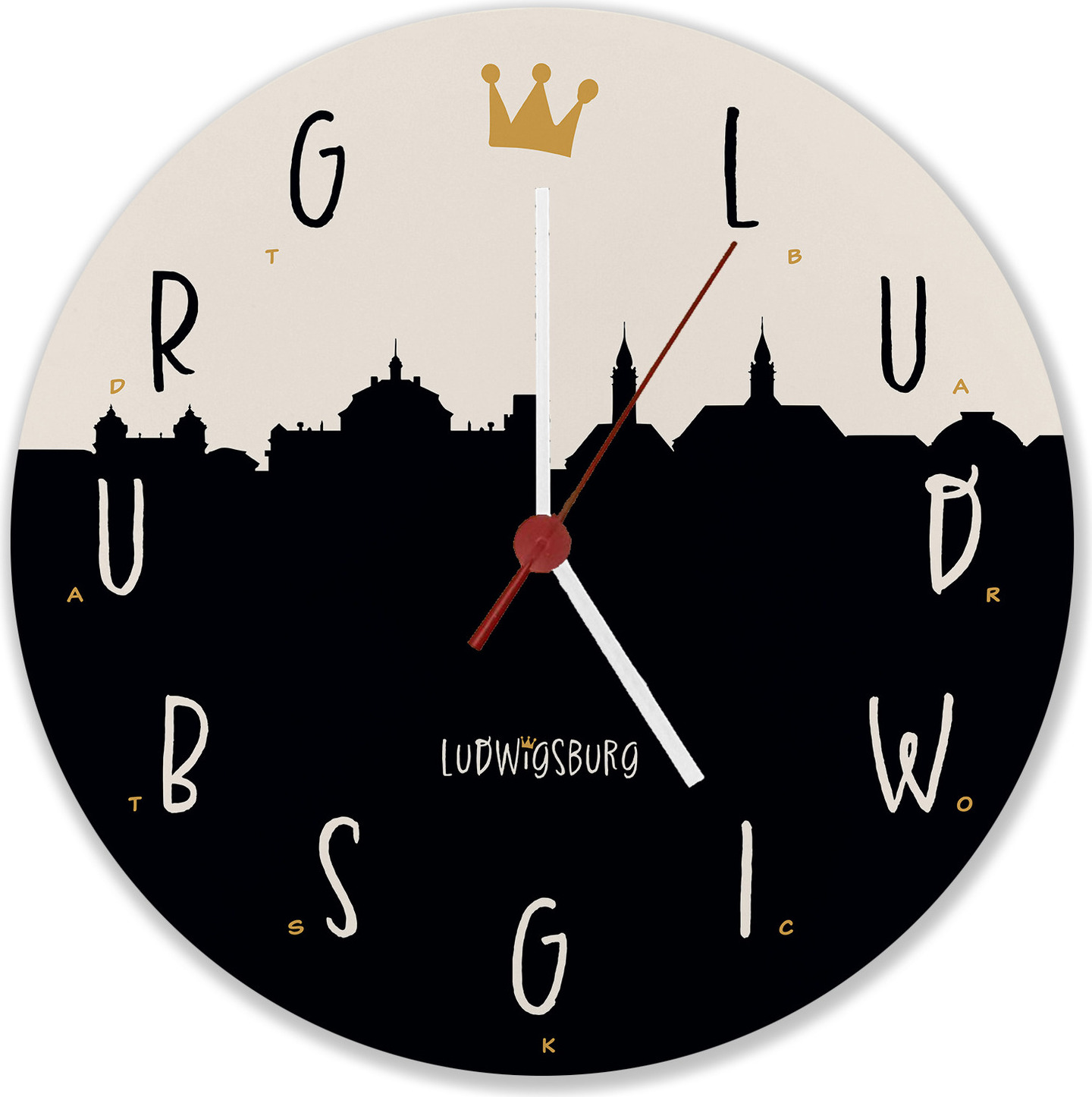 speecheese Ludwigsburg Skyline Wanduhr aus MDF - Ludwigsburg