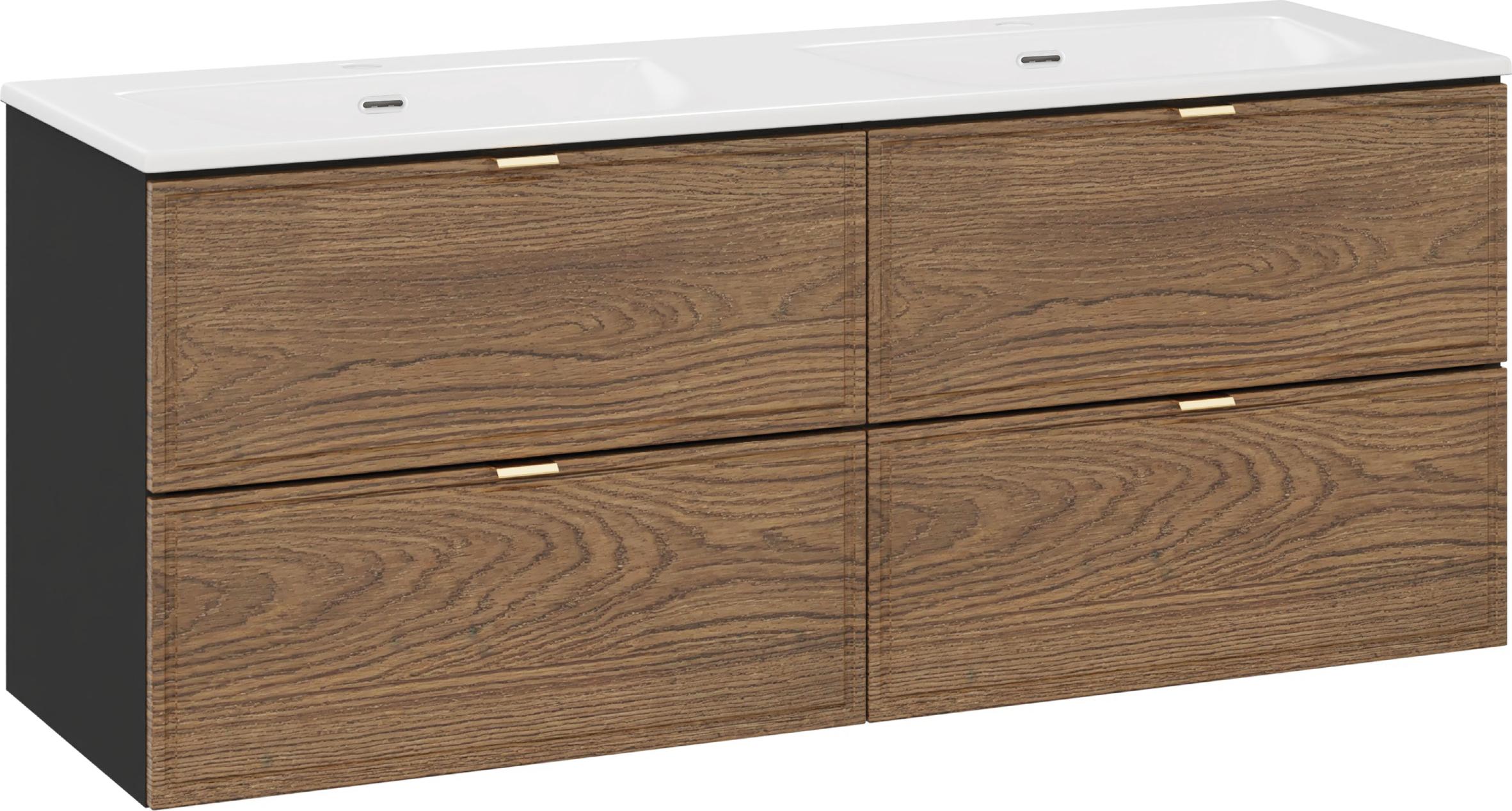 Badezimmerschrank 120 Cm Mit Doppelwaschtisch Weiß Matt