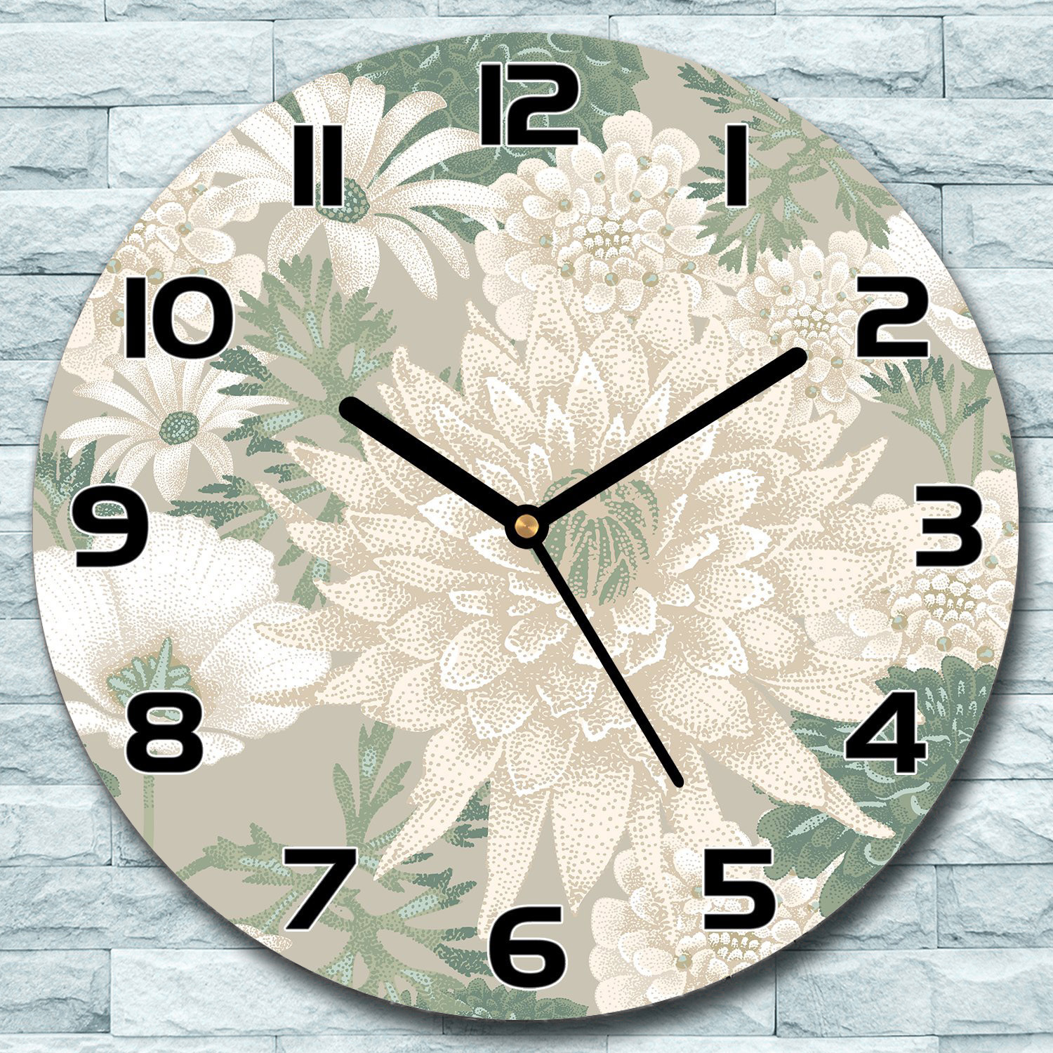 coloray Wanduhr aus Glas Rund fi 30 Frühlingsgeiste grün Quarz Deko Schlafzimmer Büro zso-black-f30-TimelessDecorations-50