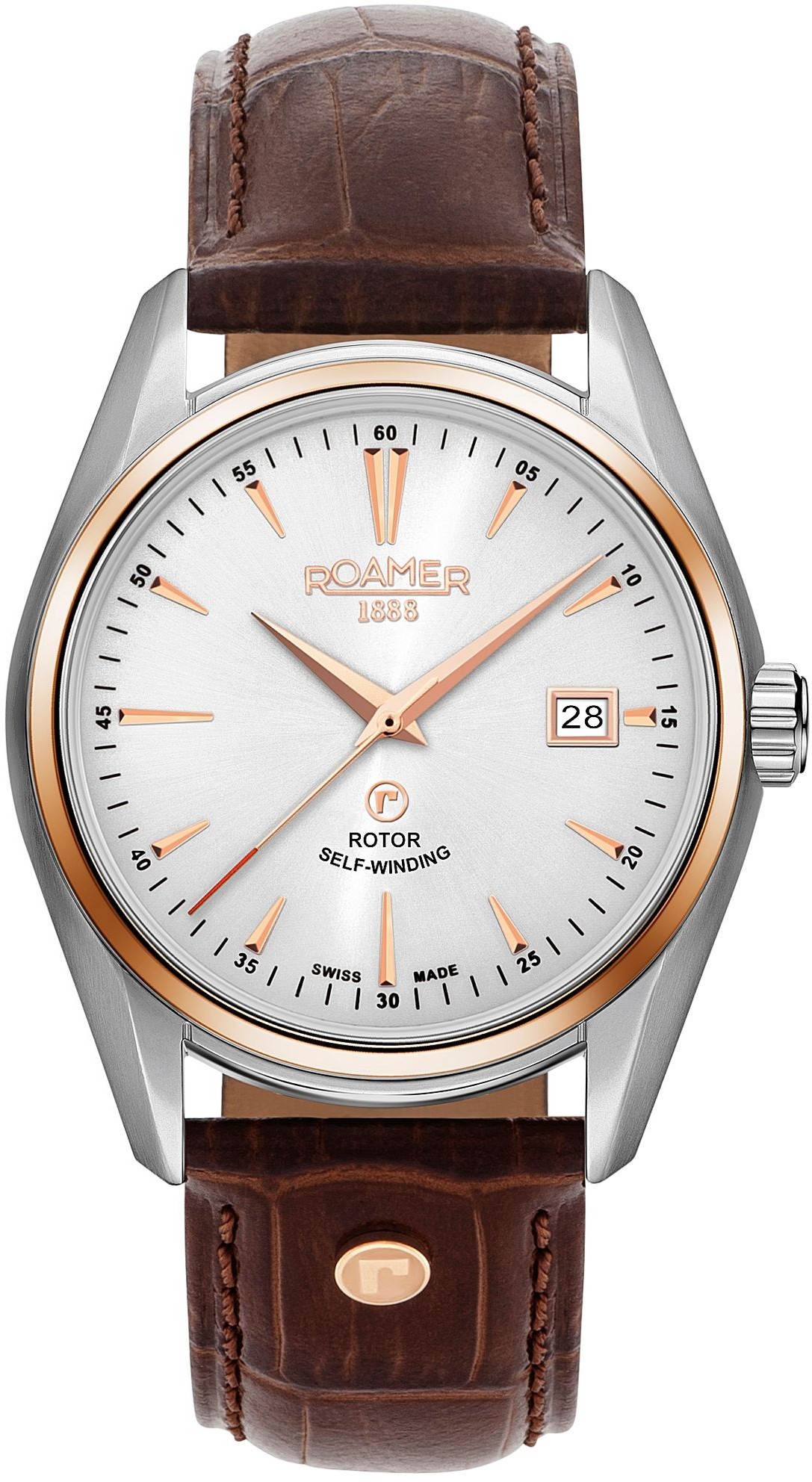 Roamer Herren Armbanduhr Searock Classic 43 mm Armband Leder 210633 49 25 02