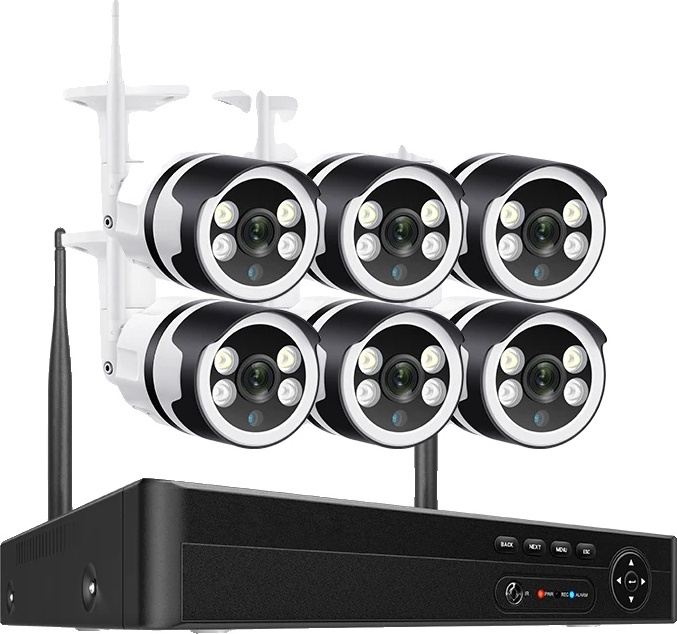 Bezpečnostný kamerový systém WiFi, 8CH s možnosťami 3MP/5MP, detekcia ľudí a obojsmerný zvuk, 8CH a 6 kusov 3MP kamier, 3T (vonkajšie športy)