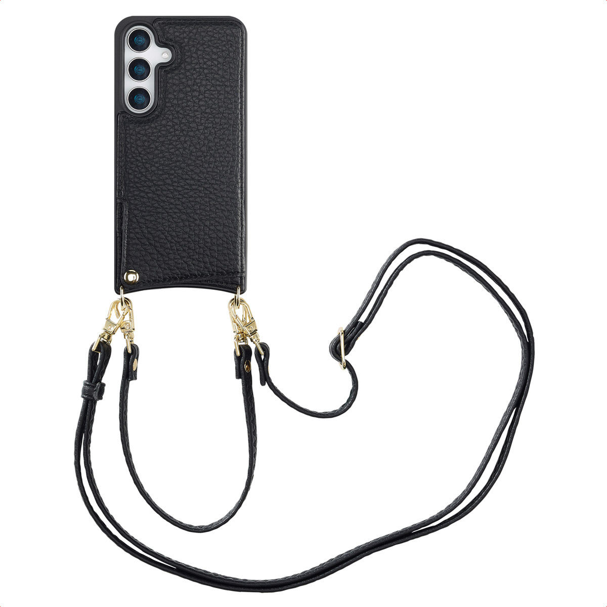 Puzdro na telefón Selencia Nova s káblom a držiakom na karty pre Samsung Galaxy S25 - čierne