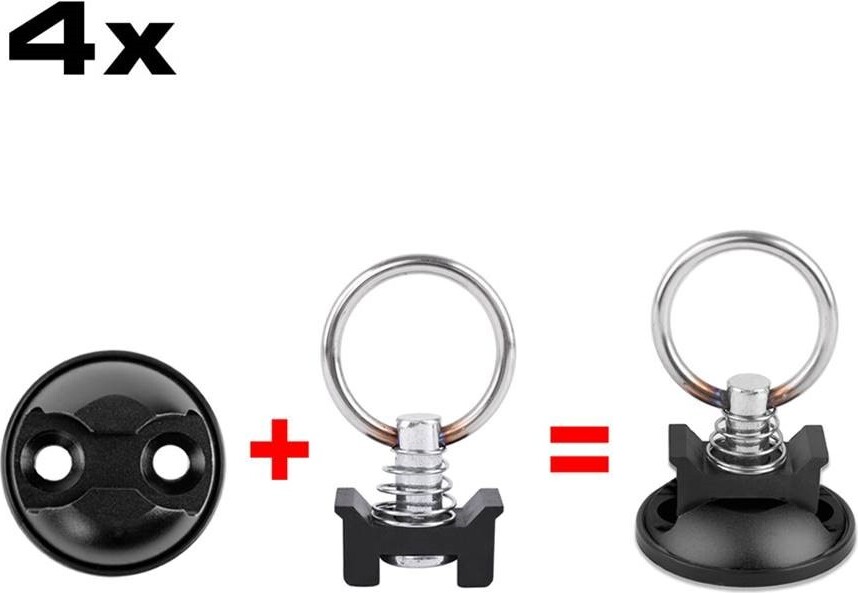 RACEFOXX Ankerpunkte + Ösen, 4er Set, schwarz RF25414