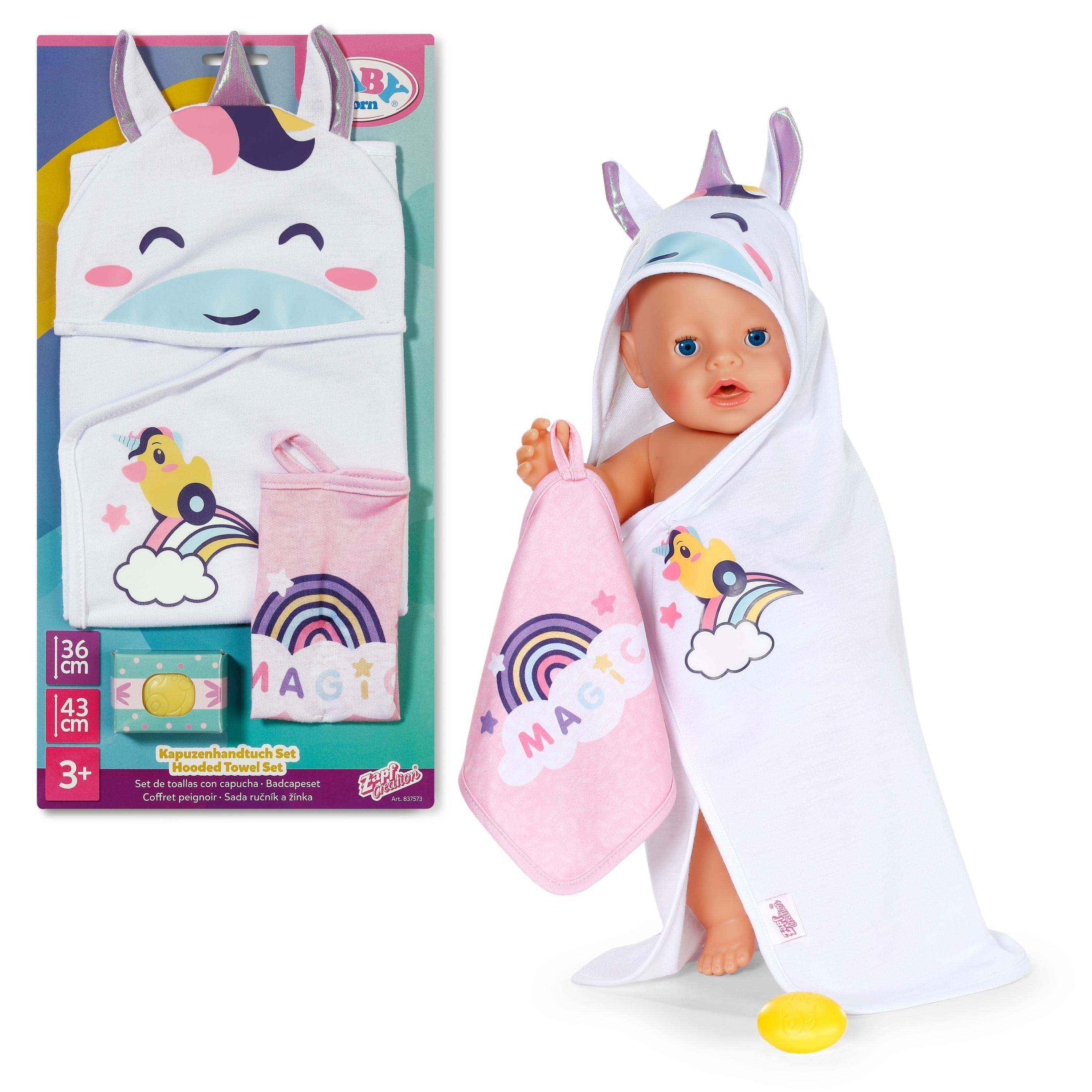 BABY born Kapuzenhandtuch Set mit Einhorn- und Regenbogenhandtuch