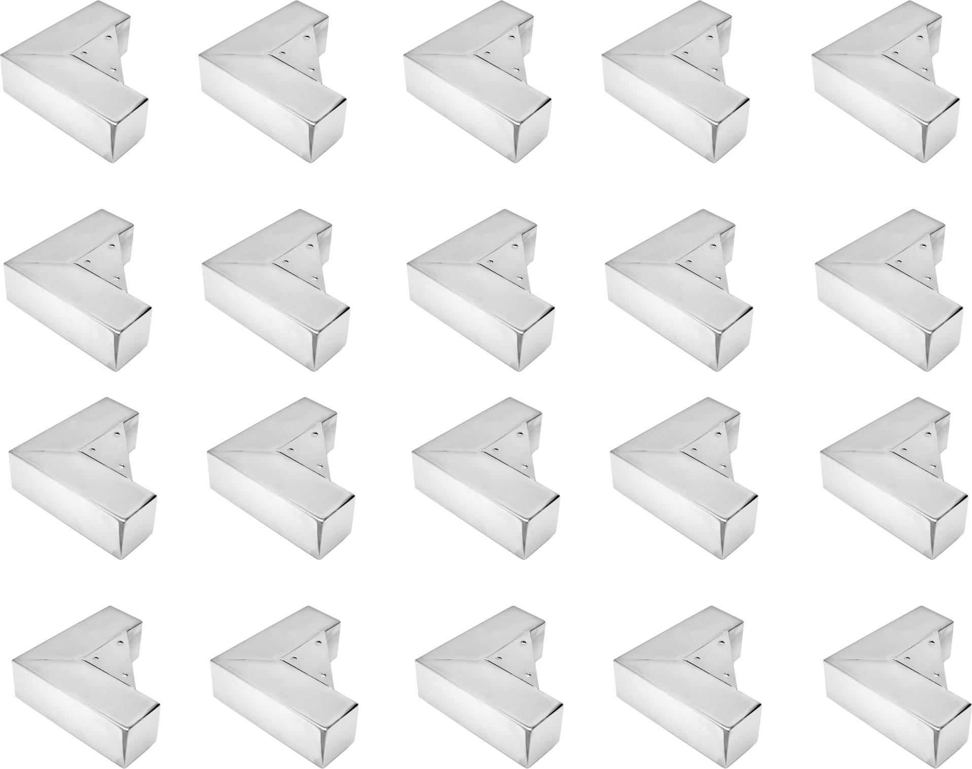 GTV - Möbelfüße MODERN 941, Füße aus Chromstahl, Für Kommoden, Sofas, Schränke, Kunststoffschlitten, Abmessungen Montageplatte: 150x150 mm, Höhe: 56 mm, Farbe: Chrom - 20 Stück NM-MDN941-01-BAG20