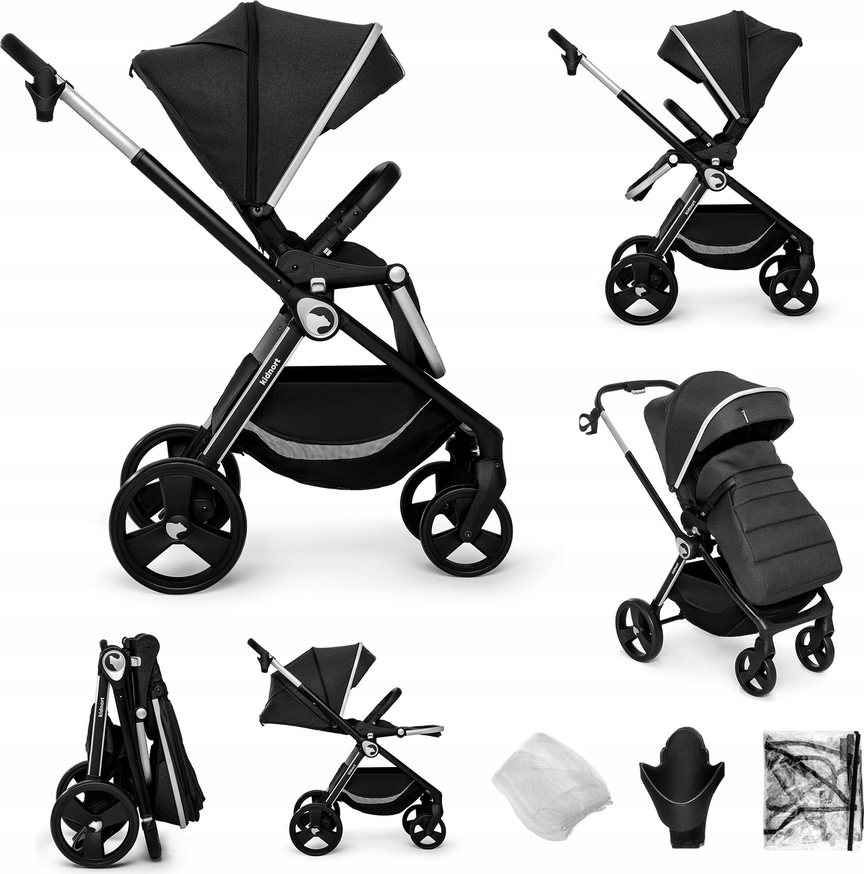 Kinderwagen Kidnort Isbjörn 22Kg - 360° Rollen, Verstellbares Verdeck, Moskitonetz Verdeck, Moskitonetz