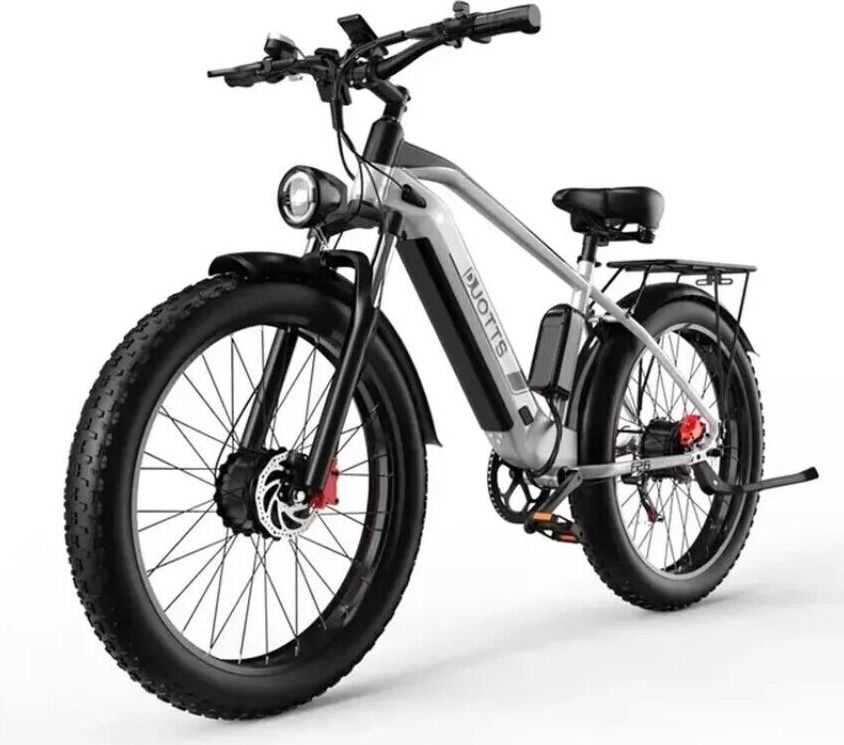 DUOTTS F26 elektrický horský bicykel 26 * 4.0 tukové pneumatiky, 48V 20AH batéria (batéria Samsung), pre ženy a mužov, e-biky MTB, mestské e-biky a e-country bicykle strieborná