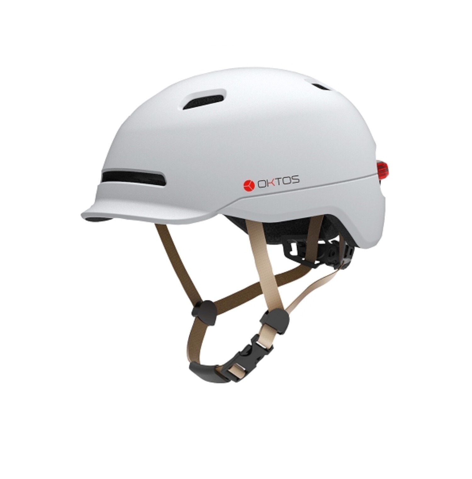 Fahrradhelm OKTOS LUX Helm in matt weiß mit integriertem Rücklicht S10001A