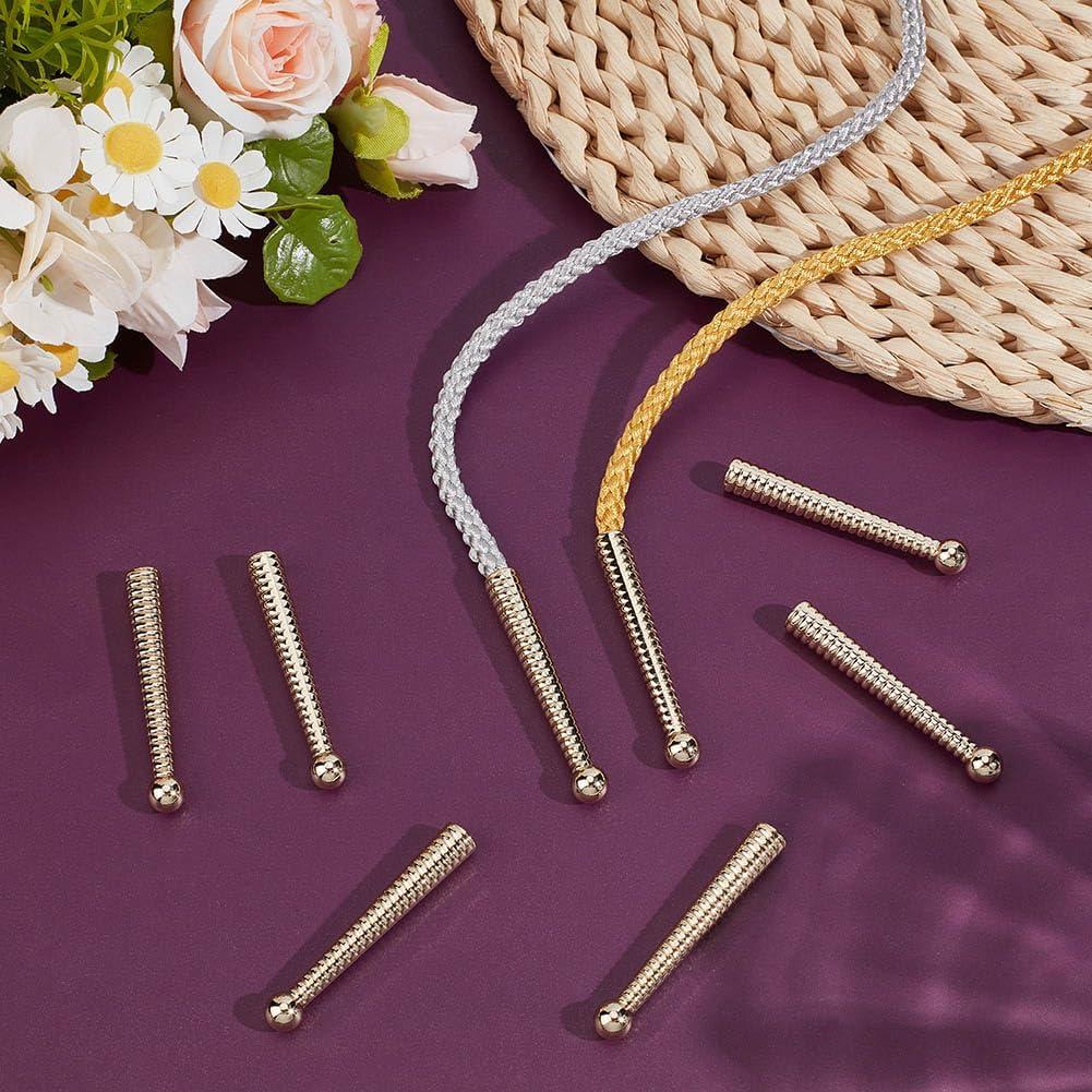 Markenlos 12 Stück goldene Bolo-Stropdassen - Kant Bolo Cap Schließung Ersatz - 7 mm Legierung Schnurenden - Kordelstopper Bolo Stasspullen Ersatz - DIY Bastelbedarf
