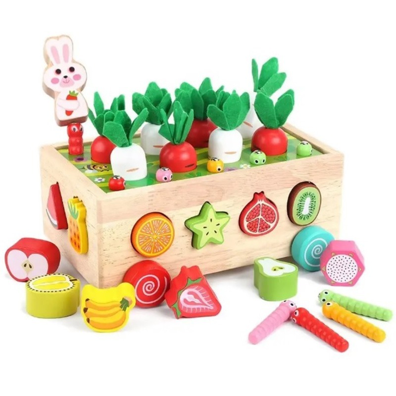 Abc Better Toys BETTER TOYS® Holzspielzeug Motorik Montessori Spielzeug Holzpuzzle Karottenernte Lernspielzeug Holz Kleinkinder Spielzeug Sortierspiel