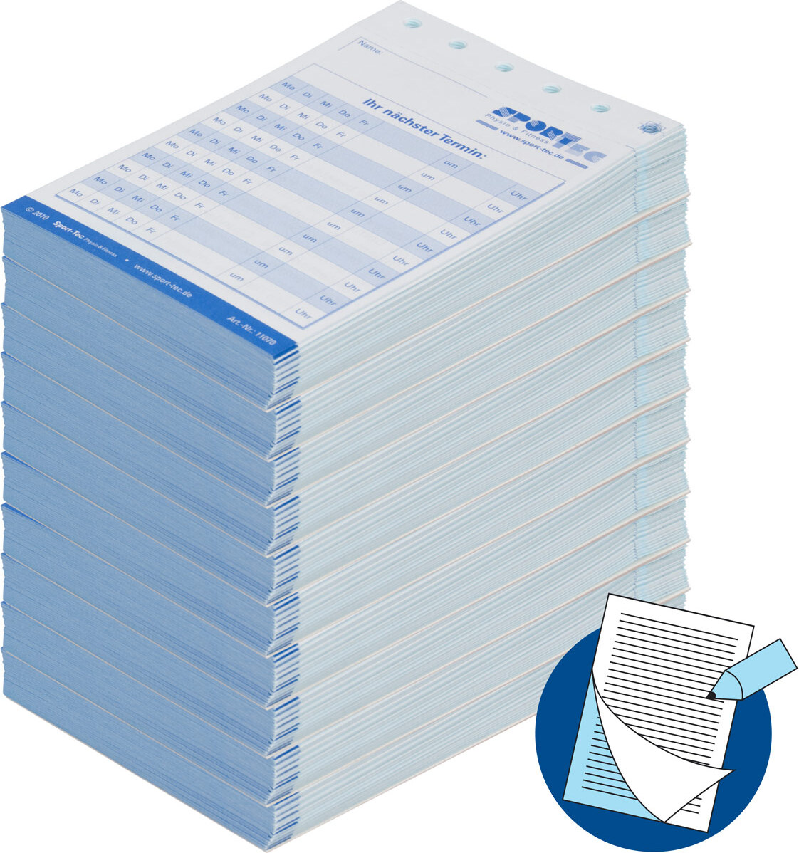 Sport-Tec Terminzettelblock Terminblock Terminzettel Physio Ärzte 10x75 Blatt DIN A7 11070