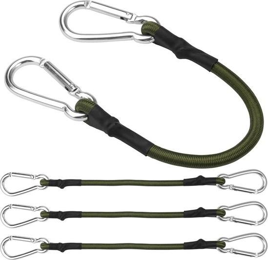 Merkloos Gummiseile mit Karabiner – 30 cm Gummiseil mit Karabiner – Elastisches Gepäckseil – Robuste Gummiseile mit Haken – Für Camping, Segeln, Zelte, Gepäck, Autos 106387-0