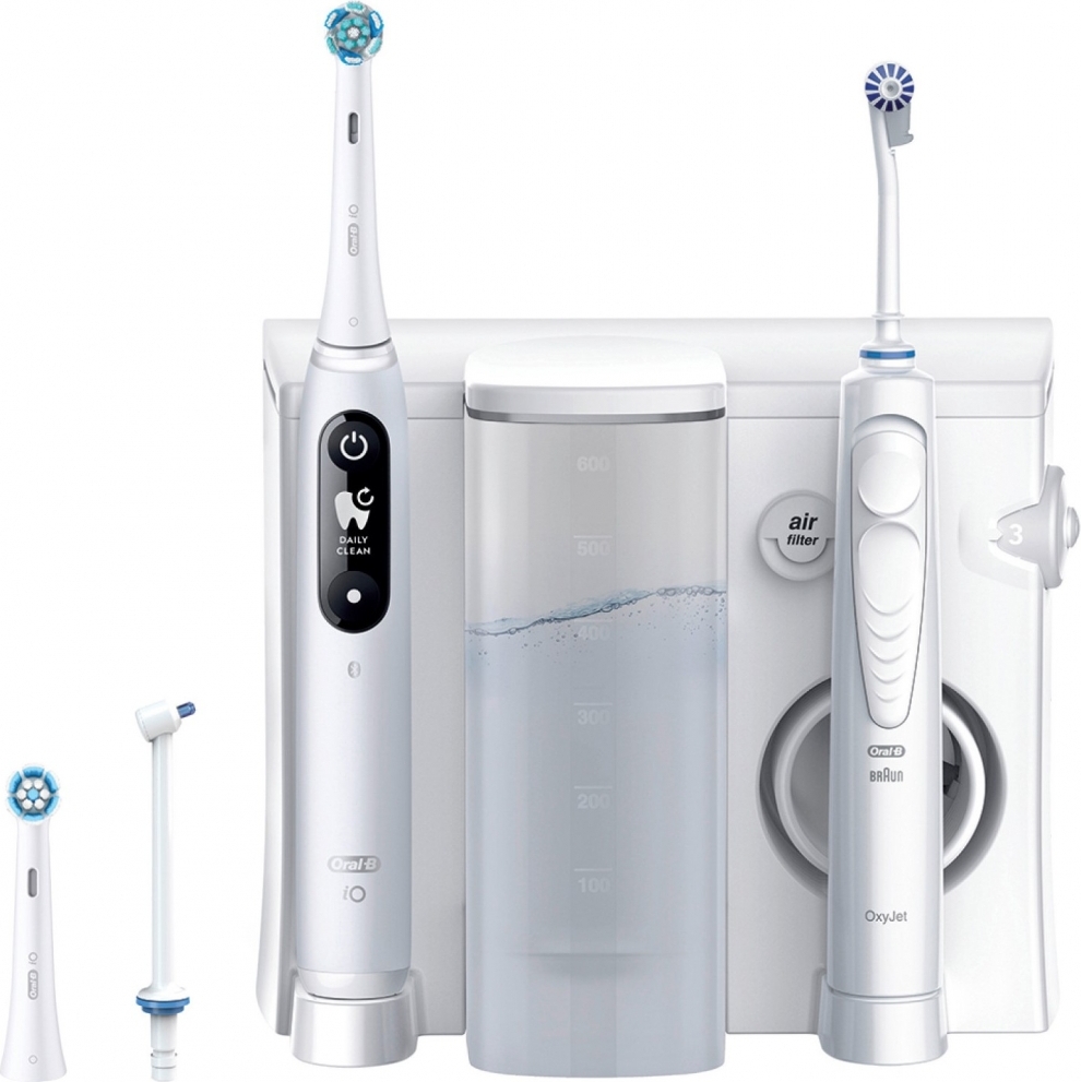 Braun Oral-B Center OxyJet Reinigungssystem - Munddusche + Oral-B iO6 (weiß) OXYJET-IO6