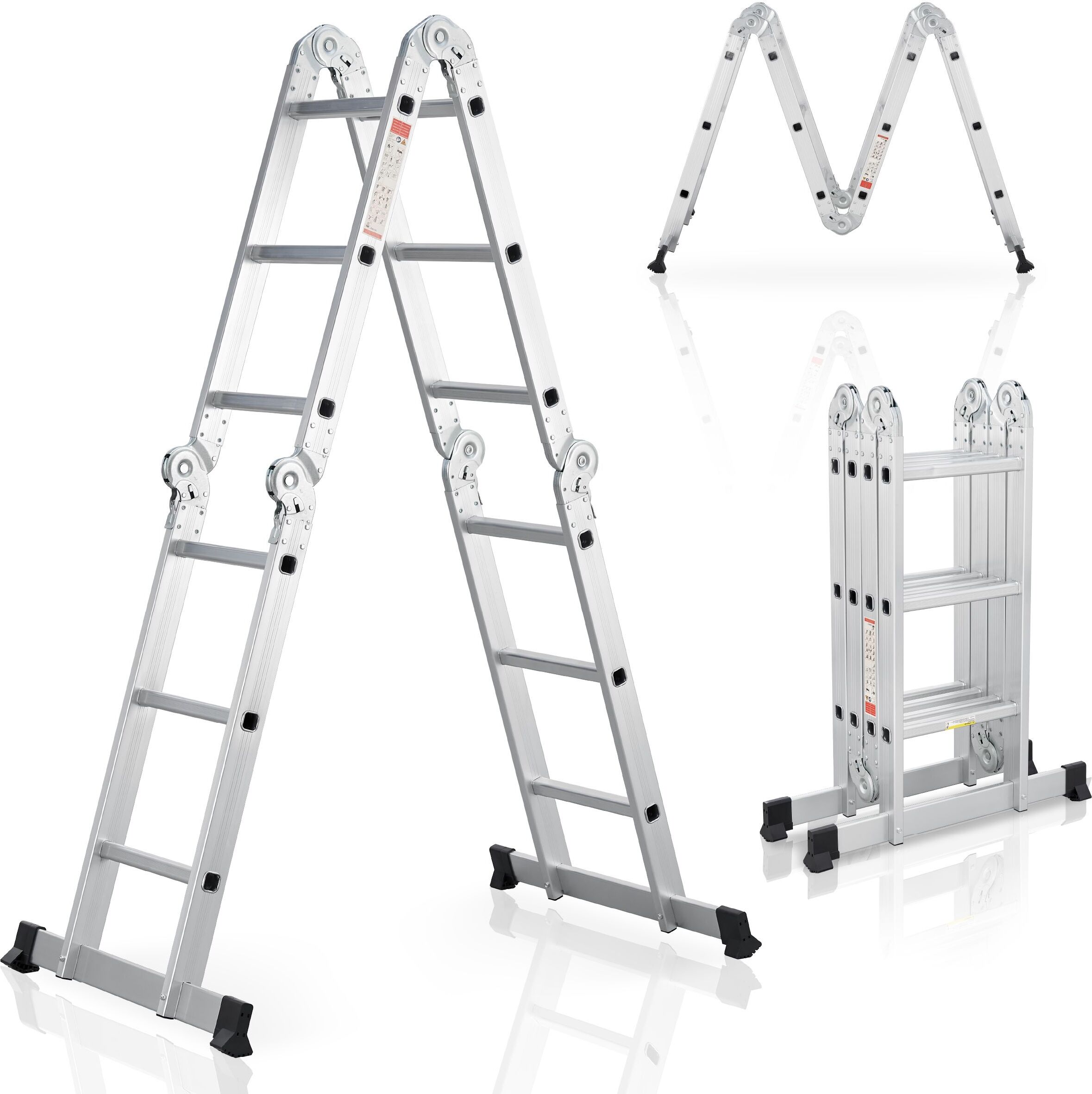 Juskys Aluminium Multifunktionsleiter 3,6 m klappbar - Tragfähigkeit bis 150 kg 21034