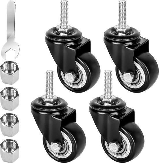 Merkloos 40 mm Möbelrollen - M8 x 25 mm Schraube - Schwerlast-Feststellrollen - Lenkrollen - 35 kg - Gummiräder - Sesselrollen. 104362-0