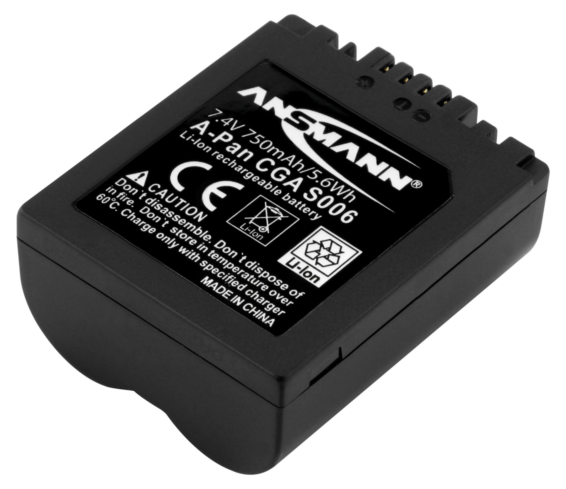 ANSMANN Li-Ion Akku A-Pan CGA S006 7,4V Typ 750 mAh, für Digitalkameras uvm. 5022903