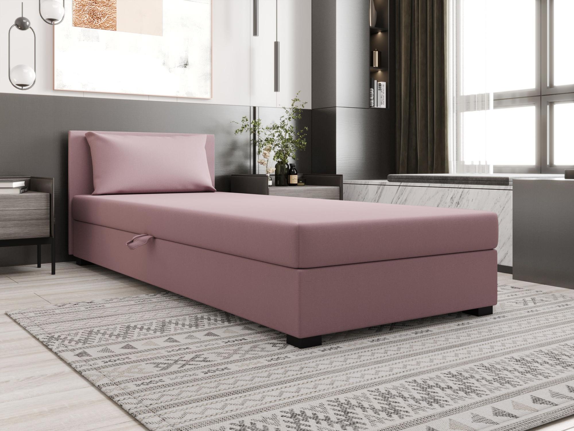 VENETI Einzelbett 90x195 ZAJDA 1 mit Stauraum - rosa 060-04-04786