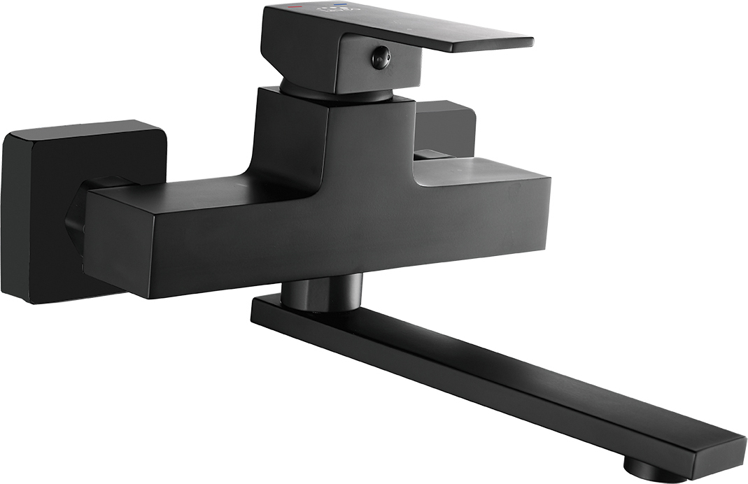 Waschtisch-Wandbatterie Mit Schwenkbarem Auslauf Schwarz Laveo Kvadrato BLQ 750D
