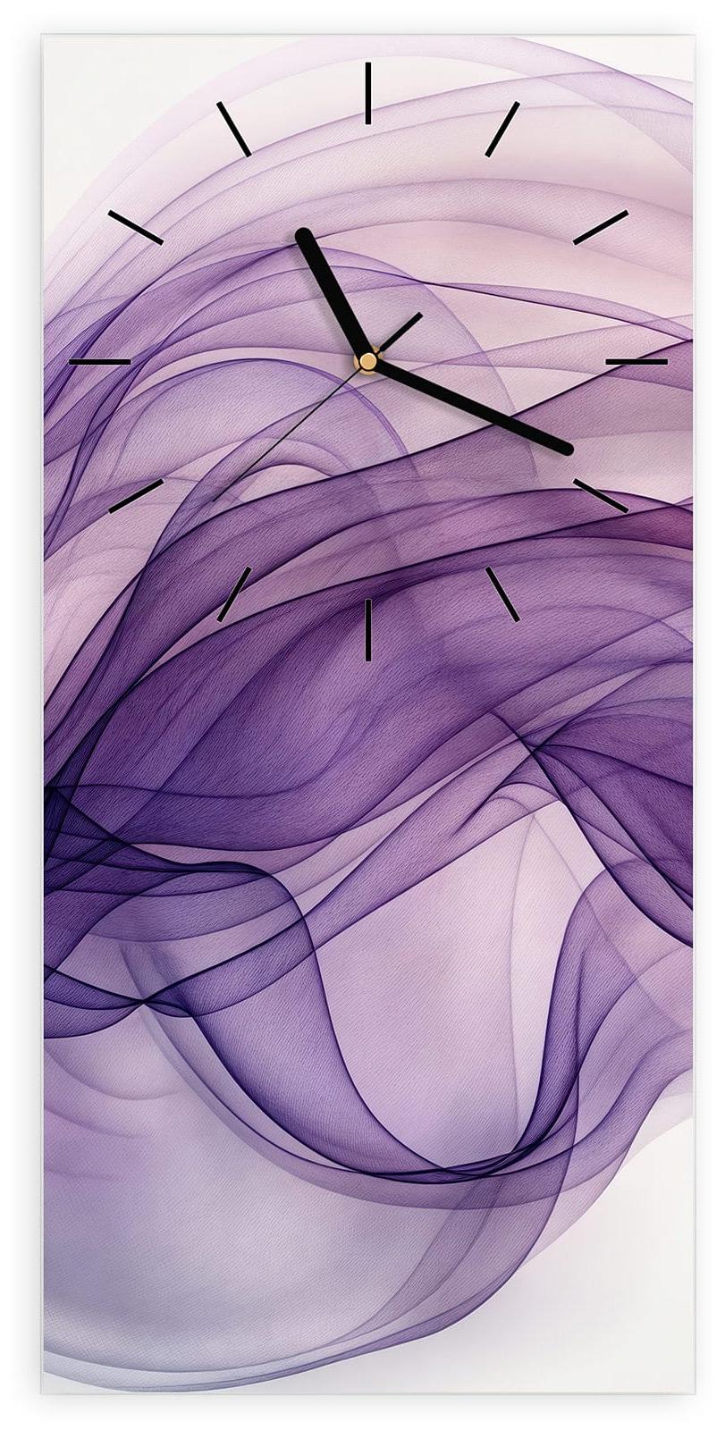 Primedeco Wanduhr aus Glas mit Motiv Schwungvolle Linien- 30 x 60 cm - inkl. Aufhängesystem