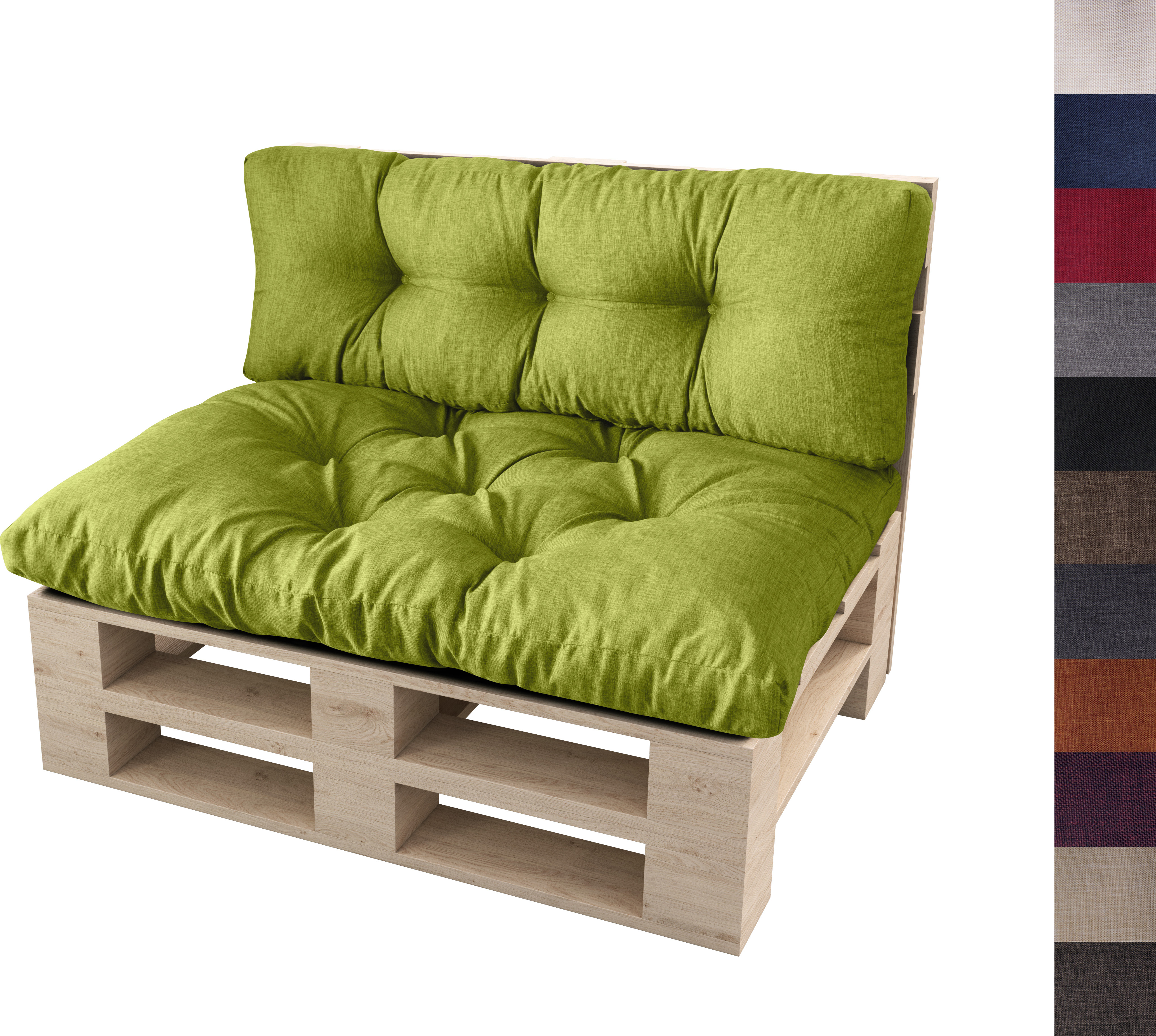 MC.Sammler sunnypillow Palettenkissen 2er Set Sitzkissen Rückenkissen für Europaletten Indoor / Outdoor Palettenpolster Palettensofa viele Farben zur Auswahl, Grün