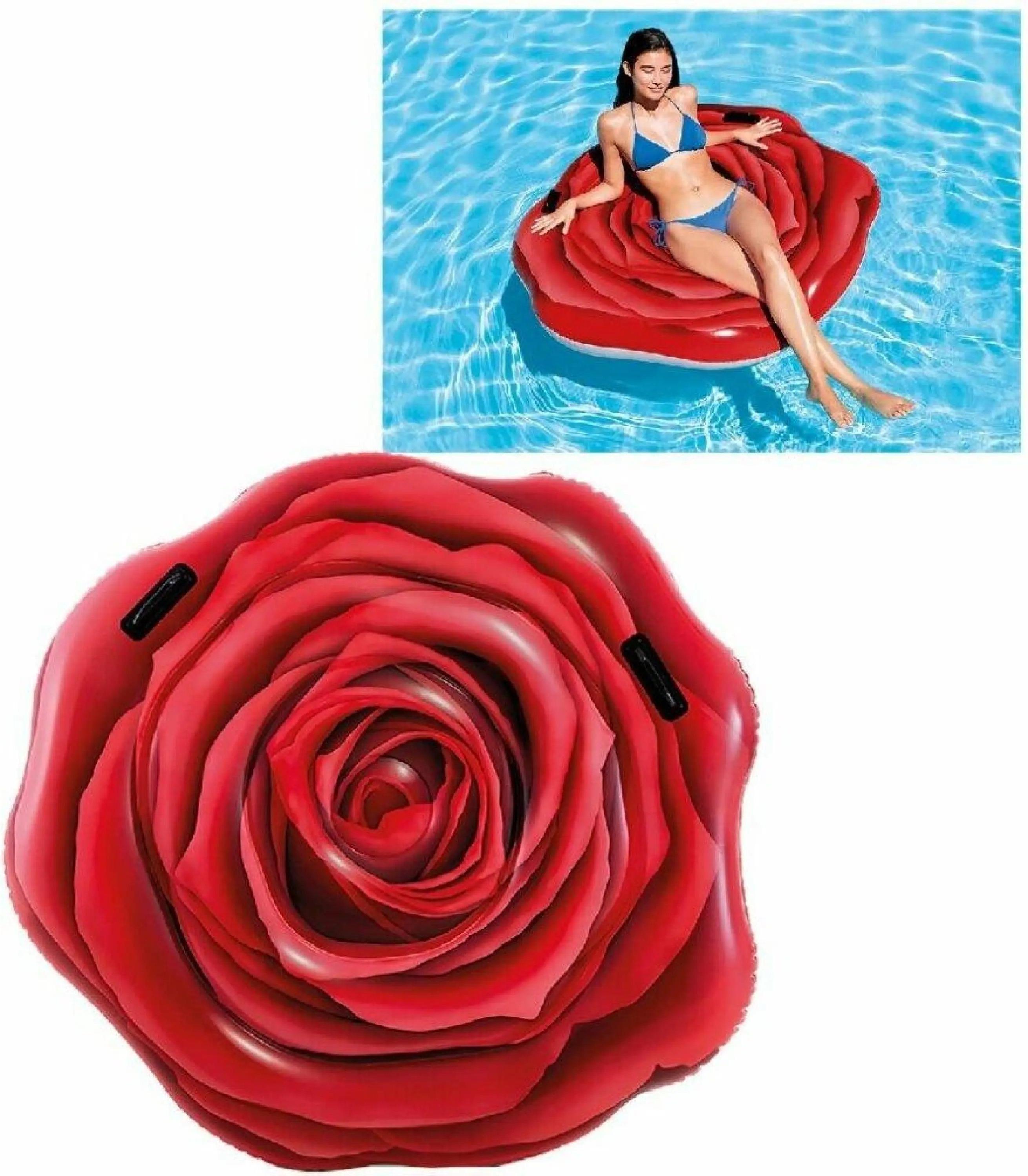 Sport-Knight® Rose Luftmatratze 137 x 132cm, mit Haltegriffen, fotorealistisches Design