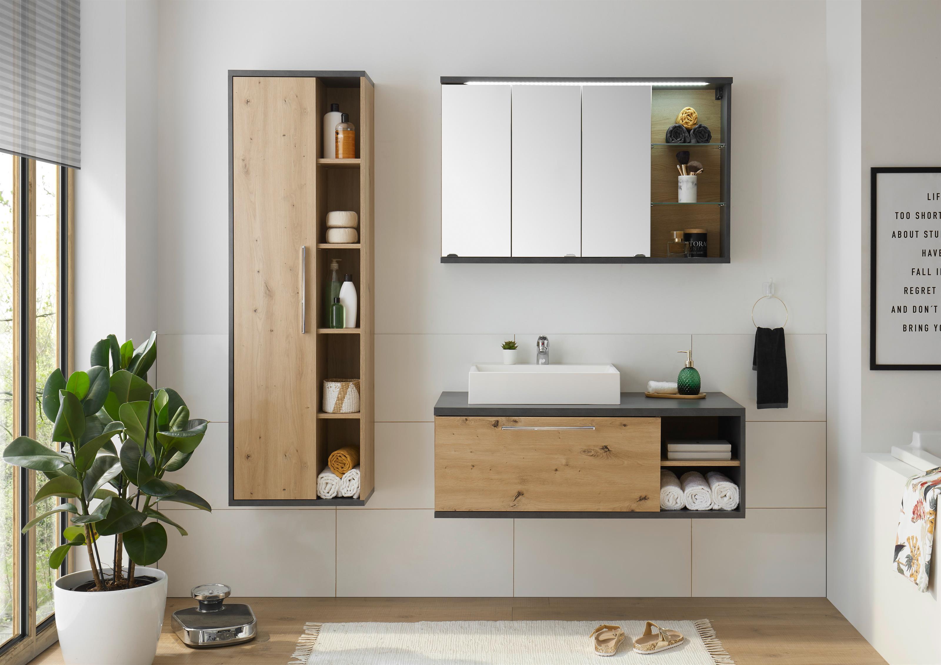 möbelando Badezimmer Komplett-Set Badprogramm Bad-Set Badmöbel Set "Nebraska I" (3-teilig) 150387