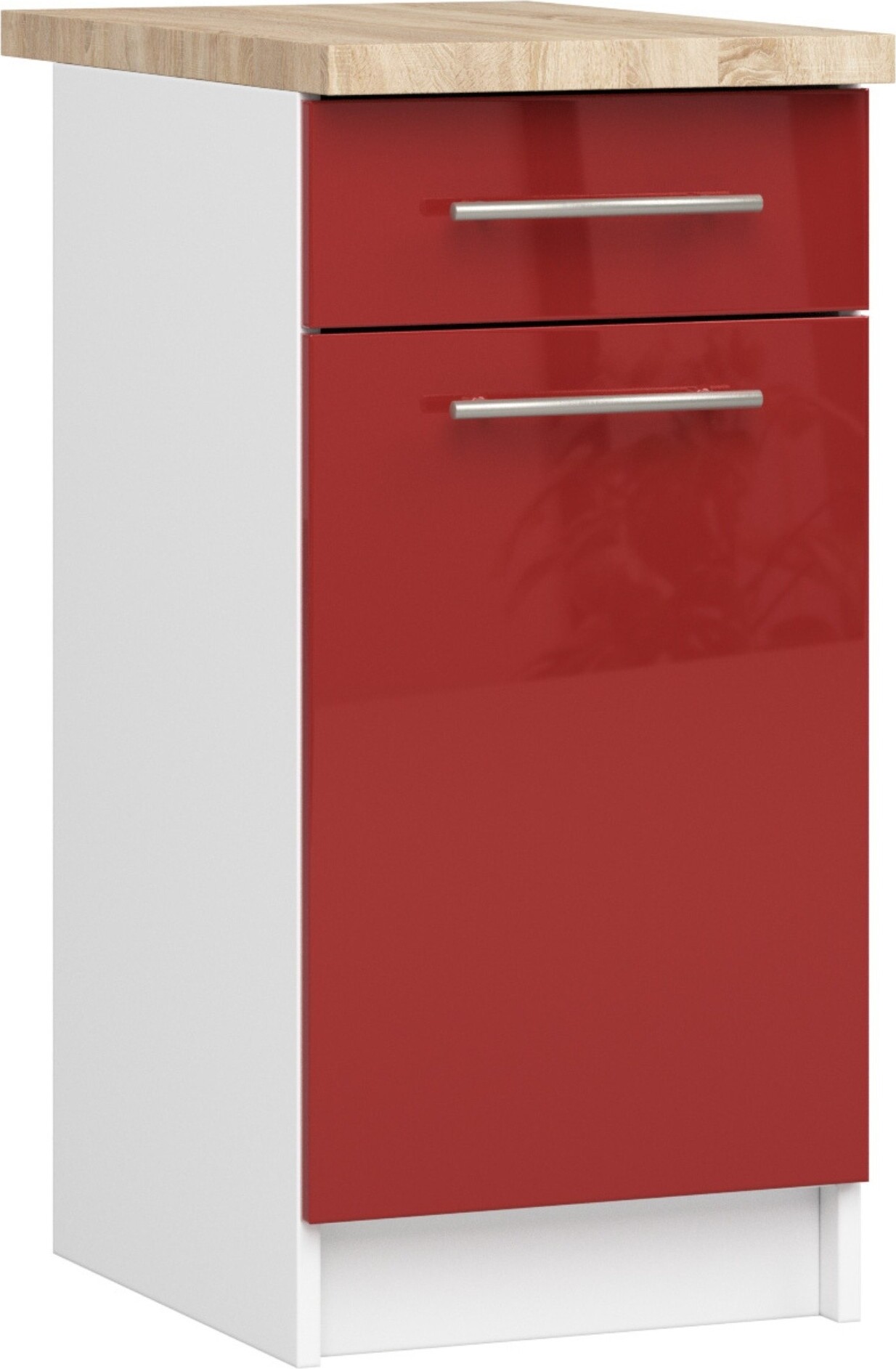 Küchenschrank AKORD OLIWIA S40 Weiß 40 cm Front Rot Glanz B40 x H85 x T46 cm KS0POLIBIACZERPOL004